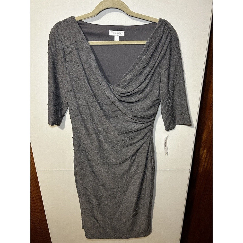Dress Barn Gray Asymmetrical‎ Sheath Dress Size 8